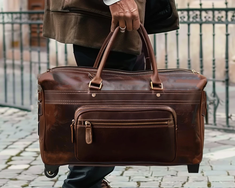 leather carry on suitcase with wheels